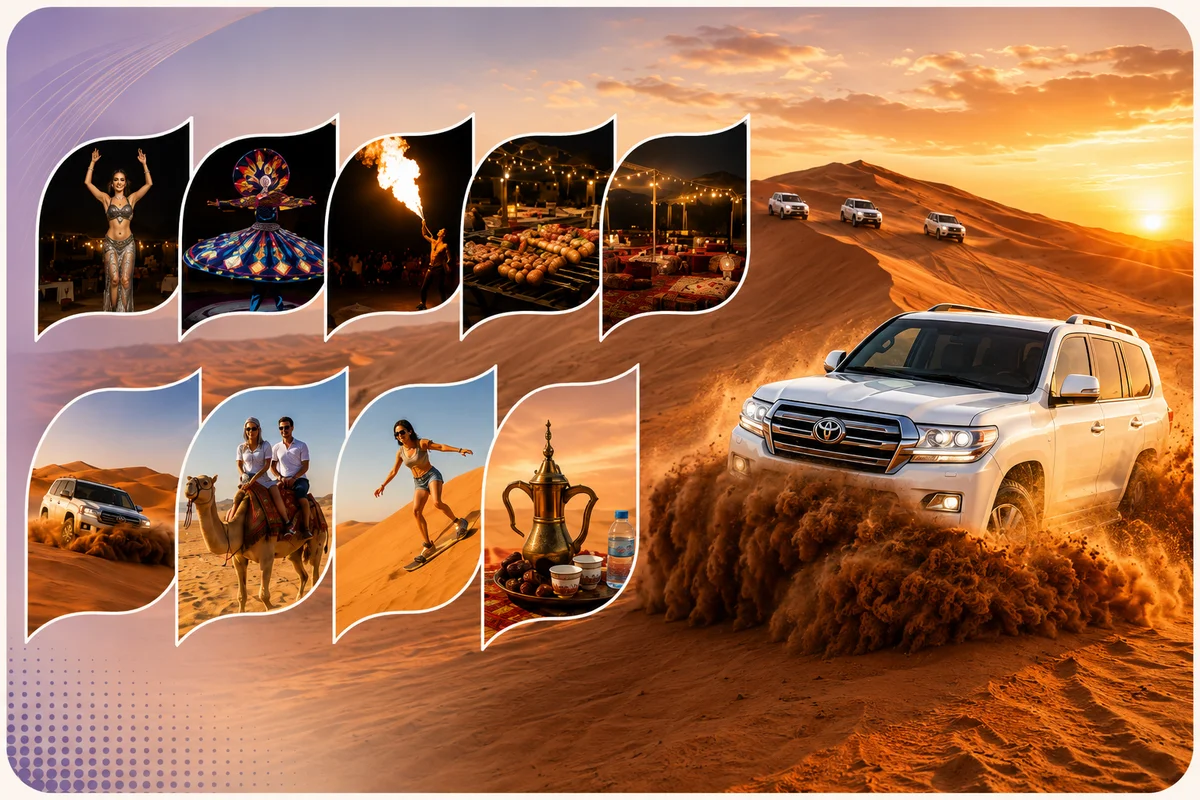 Lantern-lit desert camp for an overnight safari in Abu Dhabi
